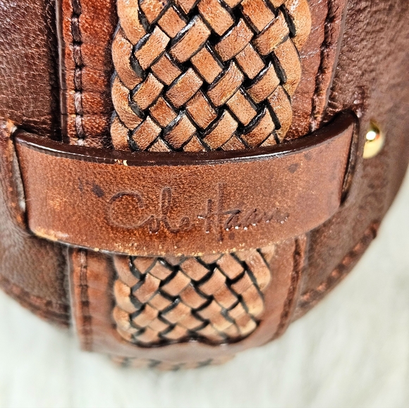 Cole Haan Dark Brown Leather Hobo Bag Braided Leather Details Shoulder Bag - Picture 7 of 12